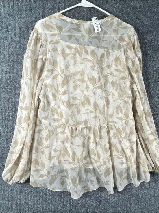 Tops - Womens Large Beige Sheer 2 Piece Blouse Lightweight Oversized Flow Tank